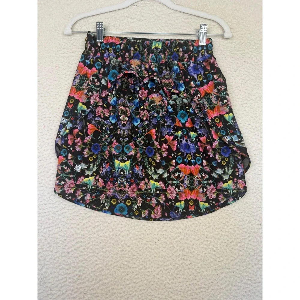 Lululemon Hotty Hot‎ High-Rise Skirt Long 4 Flowerscope Black Running Tennis